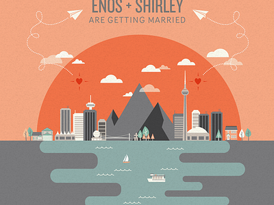 A tale of love in two cities illustration invitation toronto vancouver wedding