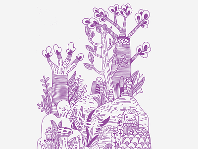 Poster Series 2 hand drawn illustration lines monsters woods
