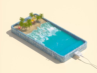 Endless Summer 3d 3d isometric after effects animation app animation beach animation c4d character gif illustration iphone iphone 3d render summer ui water animation