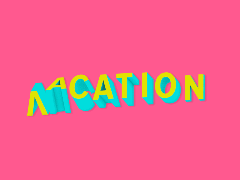 Vacation 2d 3d animation cinema 4d gif rotate text text animation 3d vacation