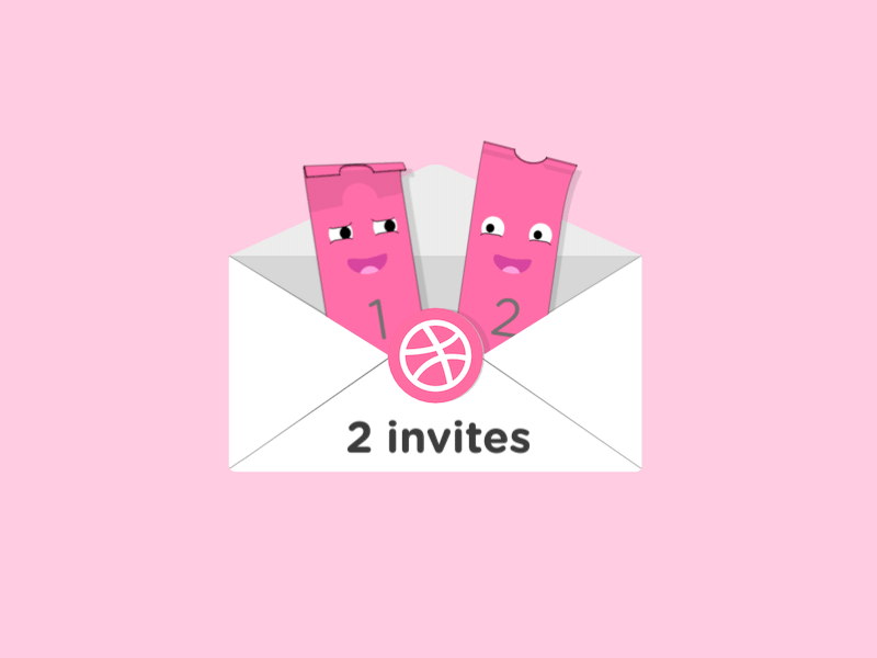 2 Dribbble Invite 2 invite animation gif invite logo pink ticket