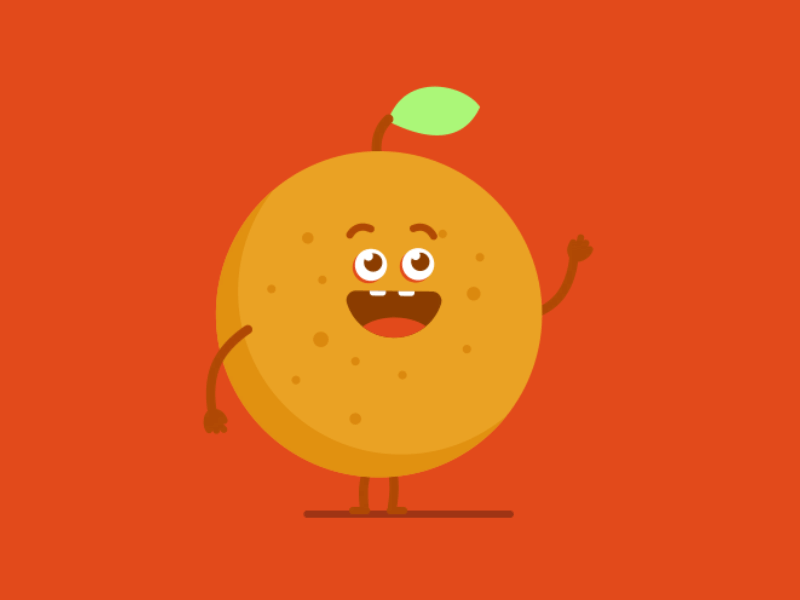 Orange Sticker 2d character flat fruit gif hello hello animation loop motion orange sticker