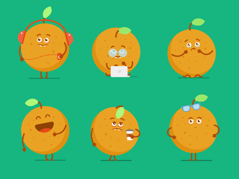 Orange Stickers 2d animation character emoji smile sticker sticker market