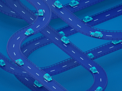 Crazy roads 3d animation c4d car design driver loop render ride road traffic
