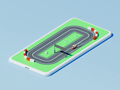 Racing 2d 3d after effects animation c4d car character design driving flat gif illustration iphone isometric isometric animation loop motion motion design racing render