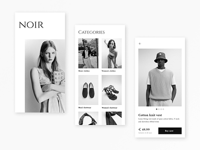 Noir fashion app concept