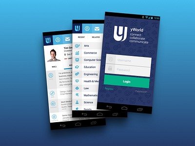 Yworld Android App android app platform professional social ui design ux design