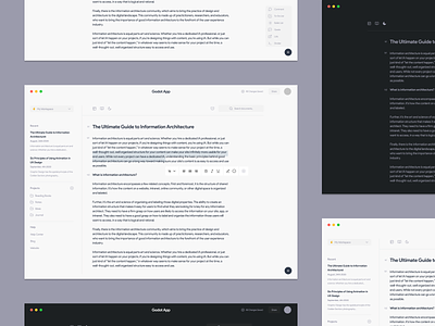 Godot IOS App Exploration articles clean concept design details documents editor godot interaction ios layout minimal modern organizer prototype text ui ux wireframe