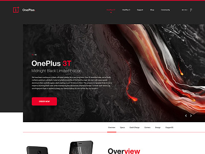 OnePlus 3T Website Concept black clean colors design layout modern oneplus ui ux web website