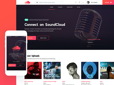 SoundCloud Redesign colors design gradient layout redesign soundcloud ui ux website