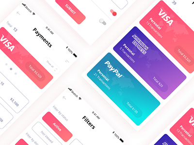 UI Payments app budget cards gradients interactions ios layout payments ui ux