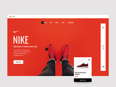 Nike UI Red Concept interactions layout minimalistic nike product red ui ux website