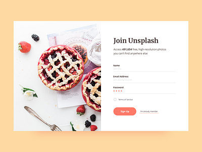 Sign Up clean colors form in layout sign ui unsplash ux website