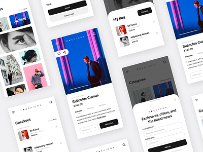 Fashiona app clean concept details e commerce fashion interaction ios iphone layout minimal modern online photography shop store ui ux