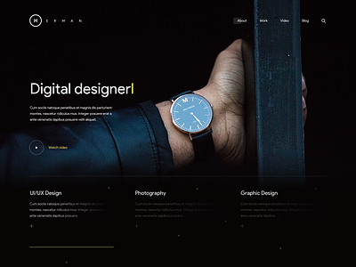 Herman clean colors concept dark design designer details interaction interface landing layout modern portfolio redesign typography ui ux web website work