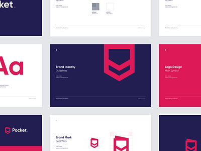 Pocket Brand Identity Concept app brand brand identity branding branding concept clean concept design exploration guidelines logo logotype mark pocket redesign symbol visual design