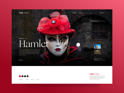mask.theatre art direction clean colors concept design hamlet interaction design interface landing layout minimal ogg red shakespeare theatre ui user experience ux visual design web