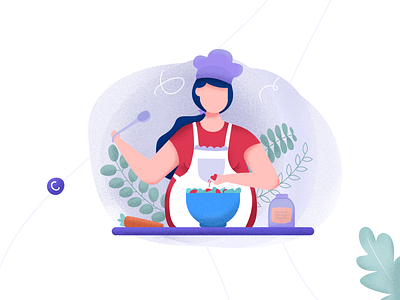 Babywell - Pregnant woman cooking with love app care character cook cooking design drawing food illustration love pregnant ui woman
