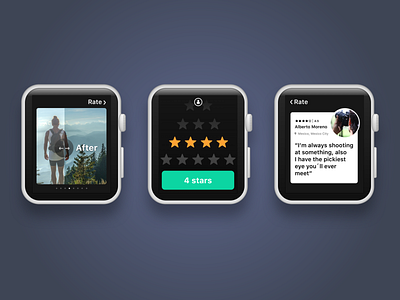 ImageIn App (Apple Watch version) app concept app design apple watch photo photo app profile rate ui ui ux ux