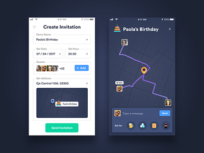 Party Planner app concept app design map map ui schedule ui ui ux ux