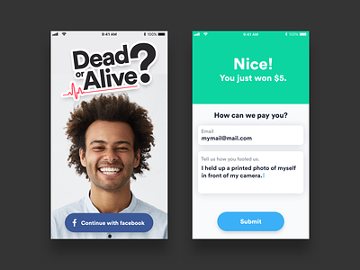 Dead or alive app app concept app design design form form field ios photo ui ui ux ux