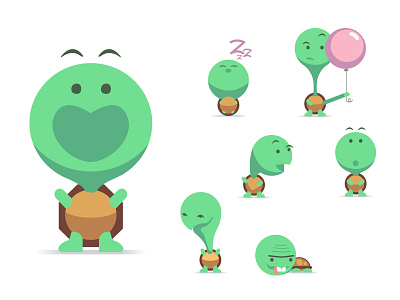 Augie the Turtle character design icon illustration smiley sticker