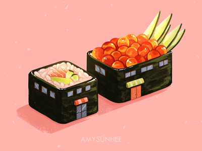 Sushi home 04 design food food and drink food illustration illustration salmon sushi