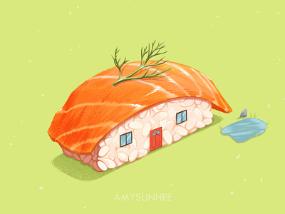 Sushi home 05 design food food and drink food illustration illustration salmon sushi
