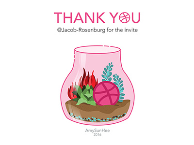 Hey Dribbble! dribbble first shot graphic design illustration plants succulents terrarium thank you vector