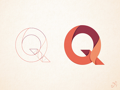 Q~ graphic design icon letter monogram process q typography
