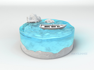 Water Sculpture #1 3d boat c4d cgi cinema 4d glass isometric scene water