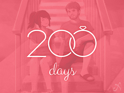 200 days countdown design illustration ring vector wedding