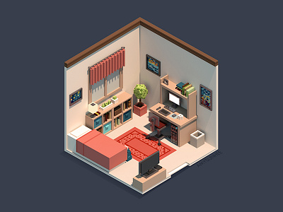 MagicaVoxel Room #1 3d cg cgi design interior isometric magicavoxel voxel