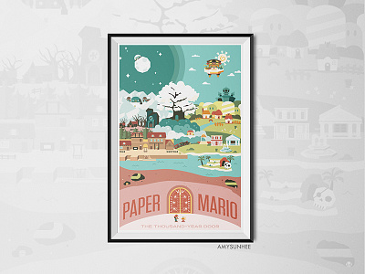 Paper Mario: TTYD Map | digital print amysunhee digital print mario nintendo paper mario poster tom nook ttyd vector video games