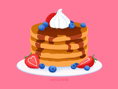 Pancakes design food fruit illustration pancakes procreate