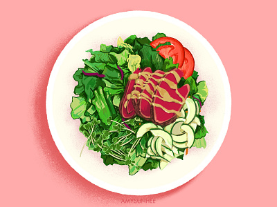 Ahi Tuna salad design food illustration ipad plate procreate salad tuna