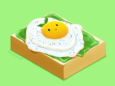Egg Avocado Toast amysunhee avocado egg food food and drink illustration procreate toast