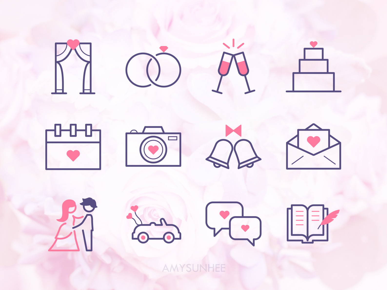 Wedding icons by Amy Rexford on Dribbble