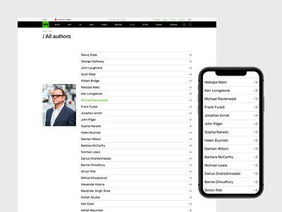 RT concept — All authors figma list minimal minimalism news rt table ui ux web webdesign