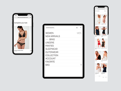 Intimissimi bag catalog iphone lingerie menu minimalism mobile product page store tablet ui ux web webdesign