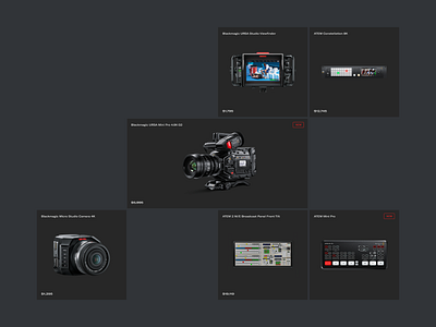 Blackmagic design — Products black cards grid layout minimal products store uidesign uxdesign webdesign