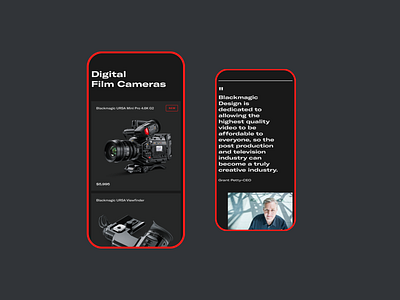 Blackmagic Design — Mobile black grid layout minimal mobile uidesign uxdesign webdesign