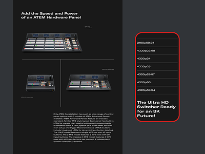 Blackmagic Design — Product page black grid layout minimal mobile uidesign uxdesign webdesign website