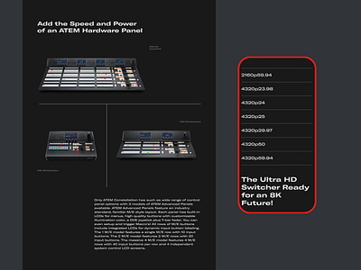Blackmagic Design — Product page black grid layout minimal mobile uidesign uxdesign webdesign website