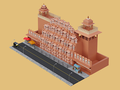 The Pink City - Jaipur 3d 3d animation 3d india animation architecture artwork autorickshaw blender blender render cycles render design trend hawa mahal hawal mahal jaipur india jaipur looping animation pink city rajasthan satisfying video travel