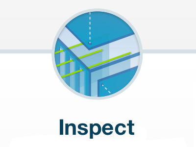 Inspect blue green icon illustration transparent