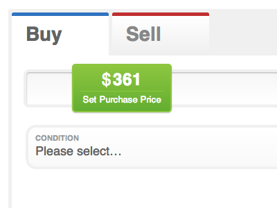 Buy or Sell flat select box slider tabs ui