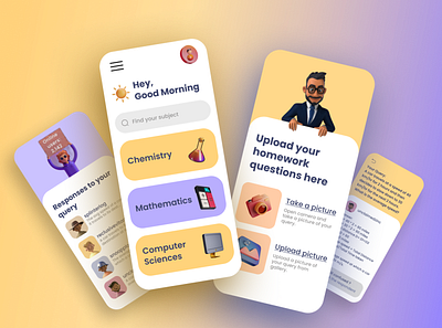 Mobile App design - Homework Helpers 3d animation app app design behance branding design dribbble graphic design illustration mobile app mobileappdesign ui ux ux design ux designer