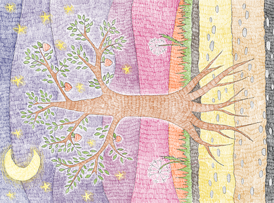 Tree dawn illustration pencil picture book tree