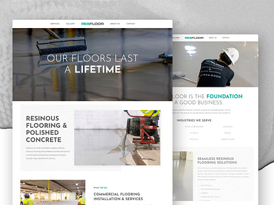 Resfloor Website clean concrete design designer epoxy flooring graphic designer industrial miminal resinous typography ui ux ux ui web web design wordpress